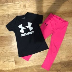 Girls Under Armour Set. YSM top and size 6 pants.